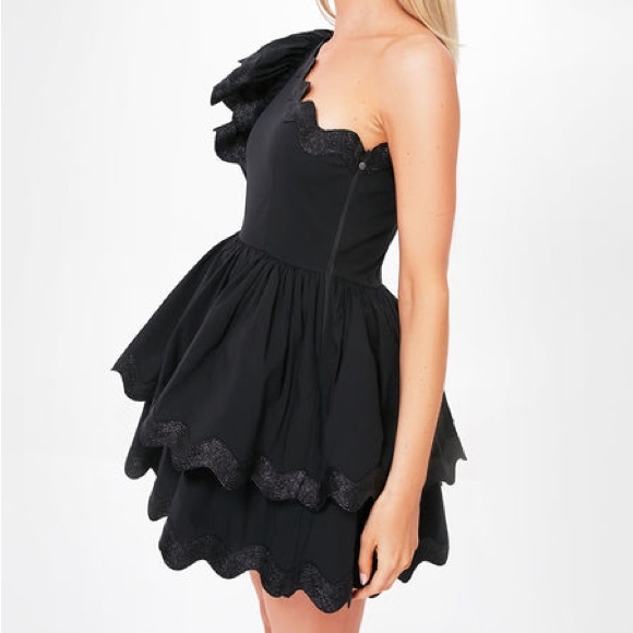 CeliaB Black Lava Dress, Ruffled One Shoulder Mini Dress, NWT — Size XS - Picture 3 of 16